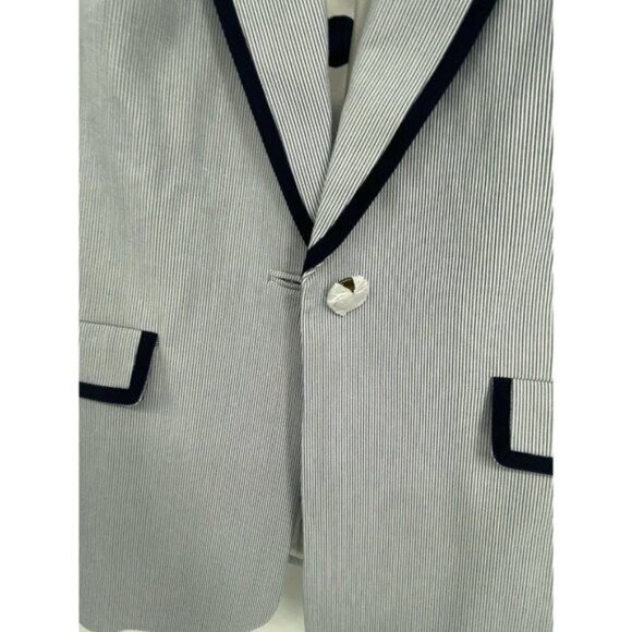 BODEN WOMEN'S BLAZER size 4R BLUE White Stripes  J - Picture 3 of 6